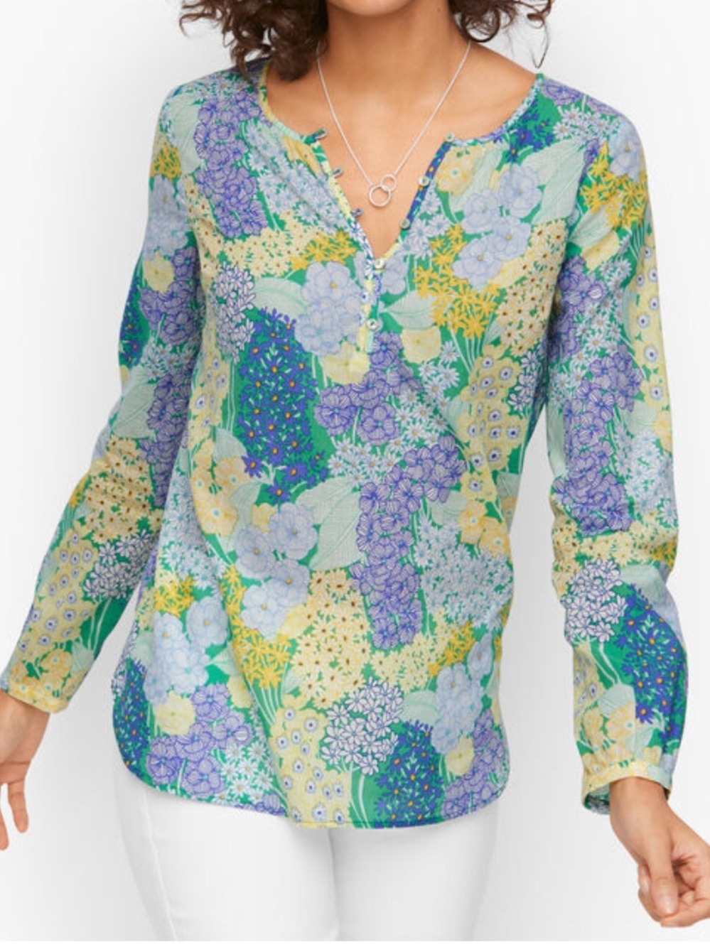 NWOT TALBOTS BAND COLLAR POPOVER - CLUSTER GARDEN SIZE M